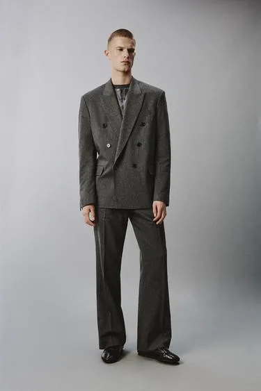 Полуприлегающий пиджак в полоску с двубортной застежкой- Заказать в России