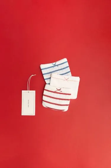 Zara Timeless - набор из трех трусов Pointelle в полоску- Заказать в России