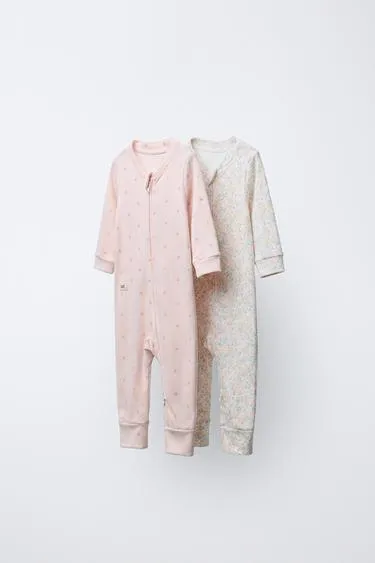 Набор из двух утепленных комбинезонов с цветочным принтом