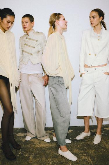 Zara Джинсы ZW COLLECTION с эффектом потертости и высокой посадкой