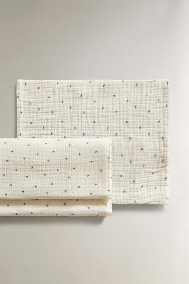 Zara Набор простынь для мини-кроватки с мелкими полосками из хлопка