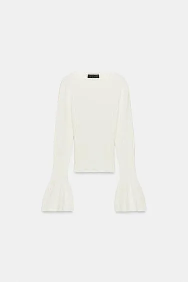 Джерси вязаный кружевной рукав-колокол- Заказать в России