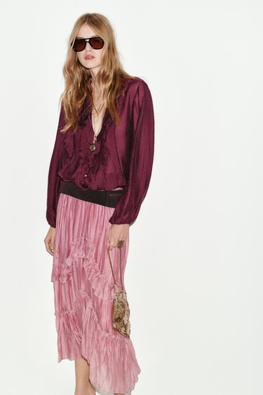 Zara Юбка миди с воланами