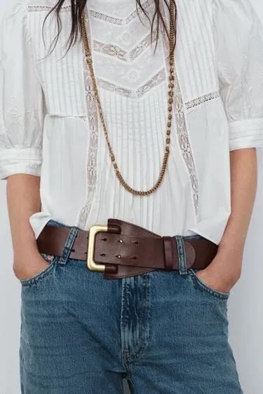 Ремень из 100% кожи с пряжкой-гвоздиком- Заказать в России