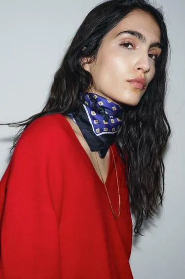 Шелковый шарф 100% с принтом в горошек