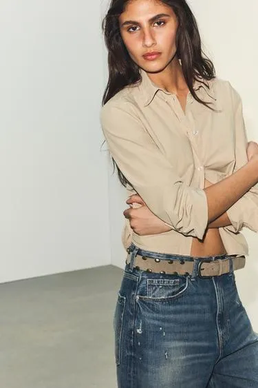 Ремень из 100% замши с заклепками