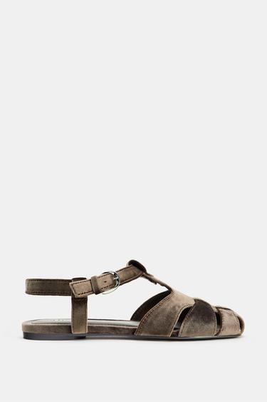 Zara Бархатистые сандалии с ремешками