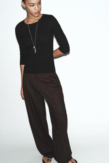 Zara Футболка из льна с эффектом потертости купить с доставкой.