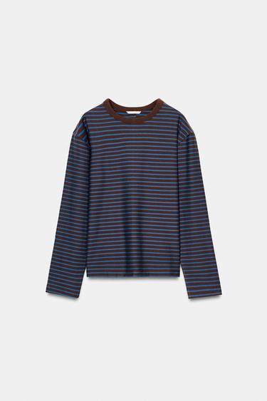 Zara Футболка в полоску с длинными рукавами