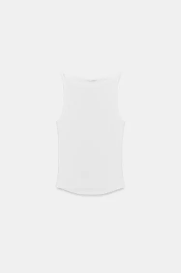 Топ халтер в рубчик с эффектом потертости