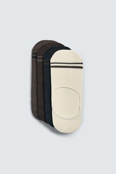 Zara Набор из 4 пар невидимых носков в полоску