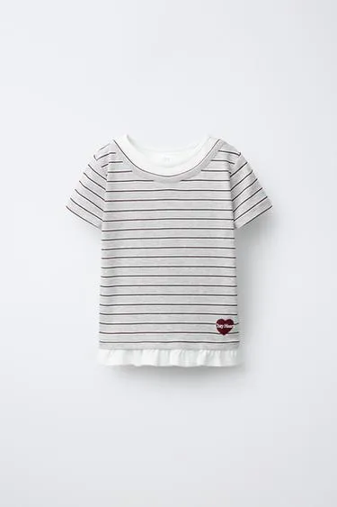 Майка в полоску с двойным воротником