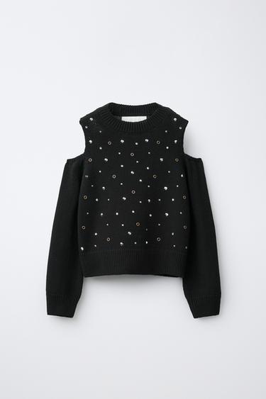Zara Джерси с вырезами и стразами