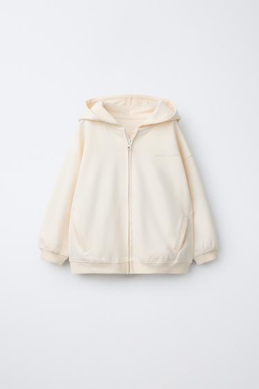 Zara Толстовка на молнии с рельефным текстом и эффектом INTERLOCK