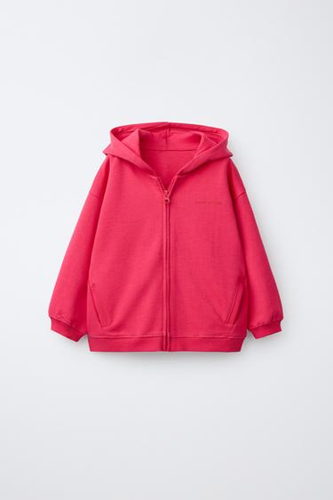 Zara Толстовка на молнии с рельефным текстом и эффектом INTERLOCK