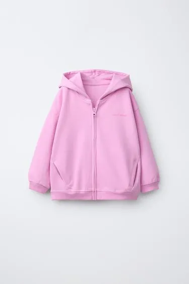 Толстовка на молнии с рельефным текстом и эффектом INTERLOCK