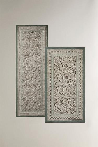 Zara Хлопковый ковер с блок-печатью купить с доставкой.