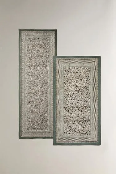 Хлопковый ковер с блок-печатью- Заказать в России