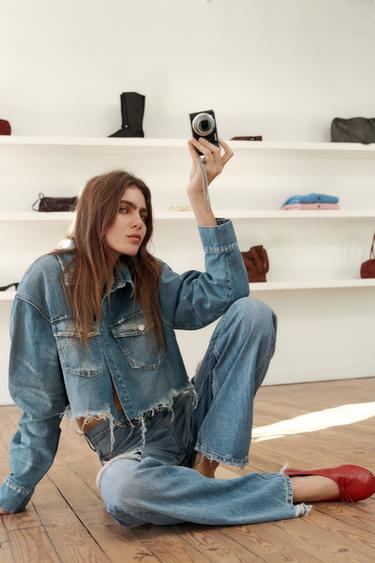 Zara Укороченная джинсовая куртка-рубашка TRF