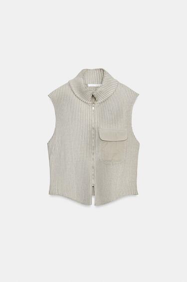 Zara Топ-жилет с эффектом потертости и карманом