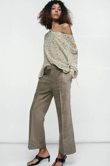 Укороченные расклешенные брюки из шерсти — коллекция Zara «Zw»- Заказать в России