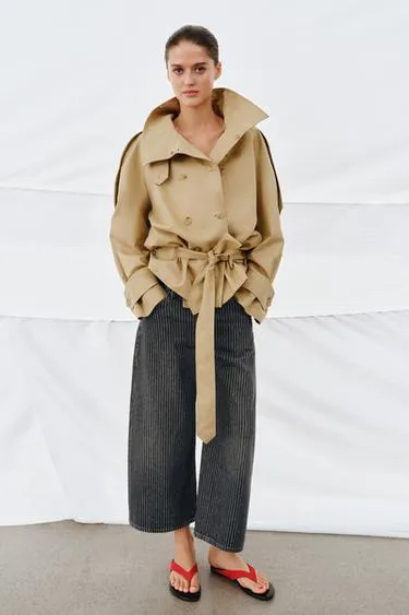 Джинсы коллекция Zara «Zw» кюлоты со средней посадкой в полоску- Заказать в России