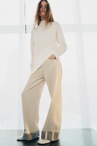 Zara Асимметричный свитер из комбинированного трикотажа