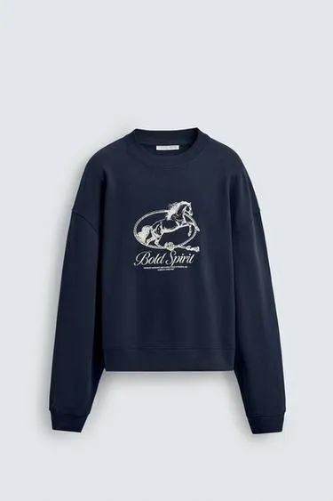 Толстовка Crewneck с принтом «лошадь»- Заказать в России