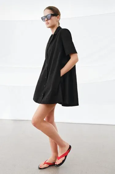 Короткое платье из поплина — коллекция Zara «Zw»- Заказать в России
