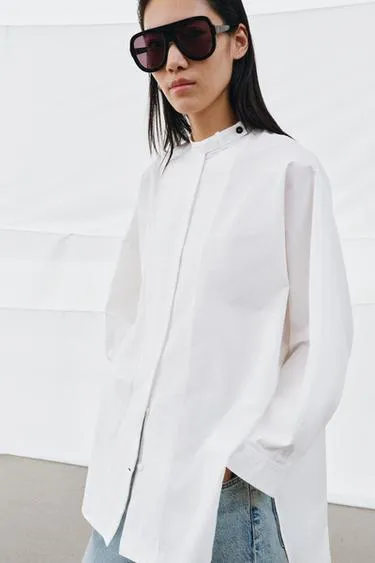 Рубашка оверсайз из поплина — коллекция Zara «Zw»- Заказать в России