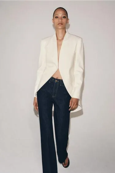 Удлиненный блейзер без лацканов — коллекция Zara «Zw»- Заказать в России