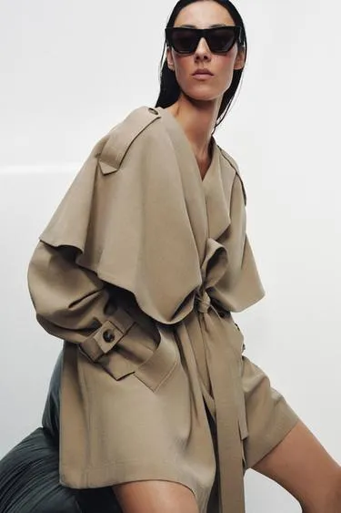 Короткий струящийся тренч — коллекция Zara «Zw»- Заказать в России