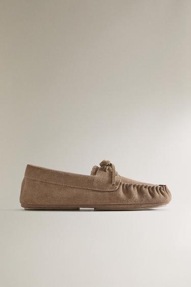 Zara Теплые кожаные мокасины