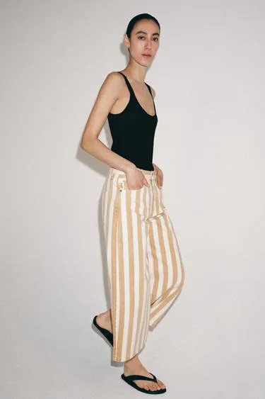 Джинсы кюлоты в полоску со средней посадкой — коллекция Zara «Zw»- Заказать в России