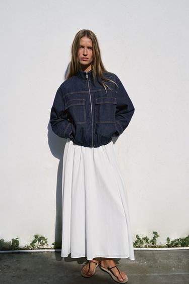 Zara Джинсовый бомбер Z1975 с воротником-стойкой