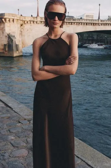 Атласное платье халтер коллекция Zara «Zw»
