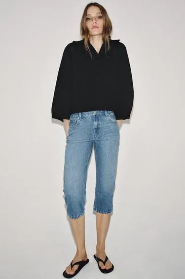 Джинсы капри со средней посадкой — коллекция Zara «Zw»- Заказать в России