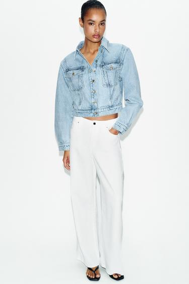 Zara Укороченная джинсовая куртка Z1975 с подплечниками