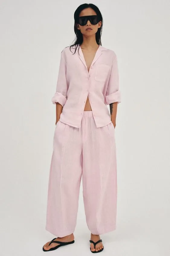 Брюки  из льна — коллекция Zara «Zw»- Заказать в России