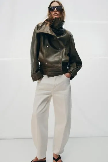 Куртка оверсайз из кожи — коллекция Zara «Zw» лимитированная серия- Заказать в России