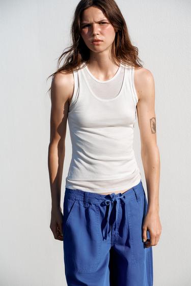 Zara Футболка с двойными проймами