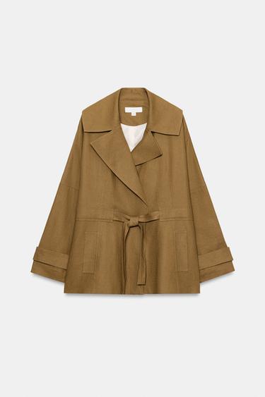 Zara Тренч из льна с ремнем