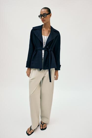 Zara Тренч из льна с ремнем