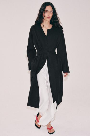 Zara Пальто из льна с поясом — коллекция ZARA «ZW»