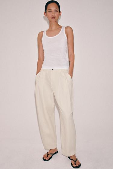 Zara Брюки-джоггеры из смесового льна с защипами — коллекция ZARA «ZW»