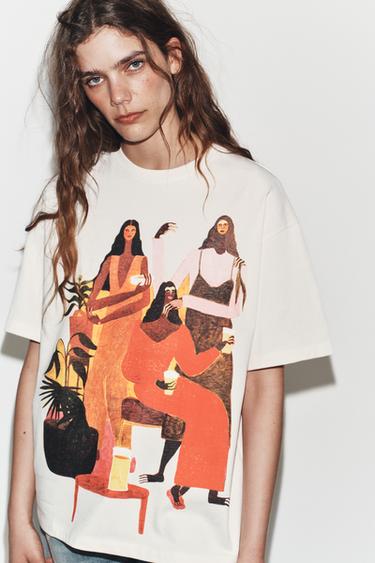 Zara Футболка с принтом MANUJA WALDIA