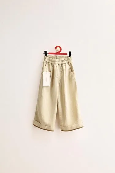 Брюки Zara «Timeless» из льна с контрастной отделкой- Заказать в России
