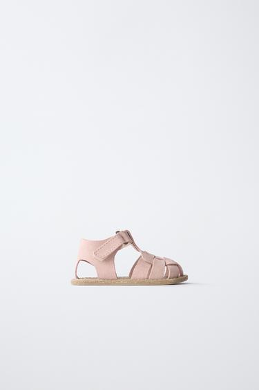 Zara Сандалии из кожи с кожаной клеткой