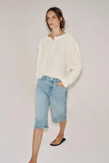 Джинсовые шорты бермуды со средней посадкой — коллекция Zara «Zw»