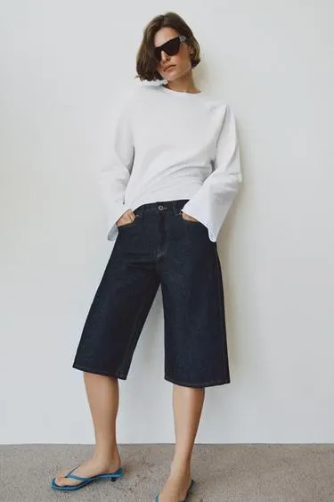Джинсовые шорты бермуды со средней посадкой — коллекция Zara «Zw»